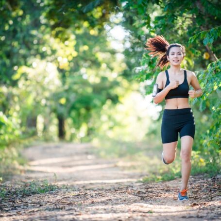 Runner on a quiet rural road during a long training run